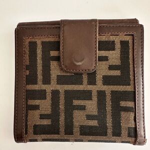Fendi Leather and Canvas Brown Wallet - Authentic